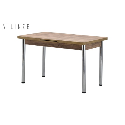 Ece Metal Nikel Ayak Yemek Masası - 80x120 cm (80x150 cm) Kestane