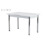 Ece Metal Nikel Ayak Yemek Masası - 80x120 cm (80x150 cm) Beyaz