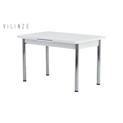 Ece Metal Nikel Ayak Yemek Masası - 80x120 cm (80x150 cm) Beyaz