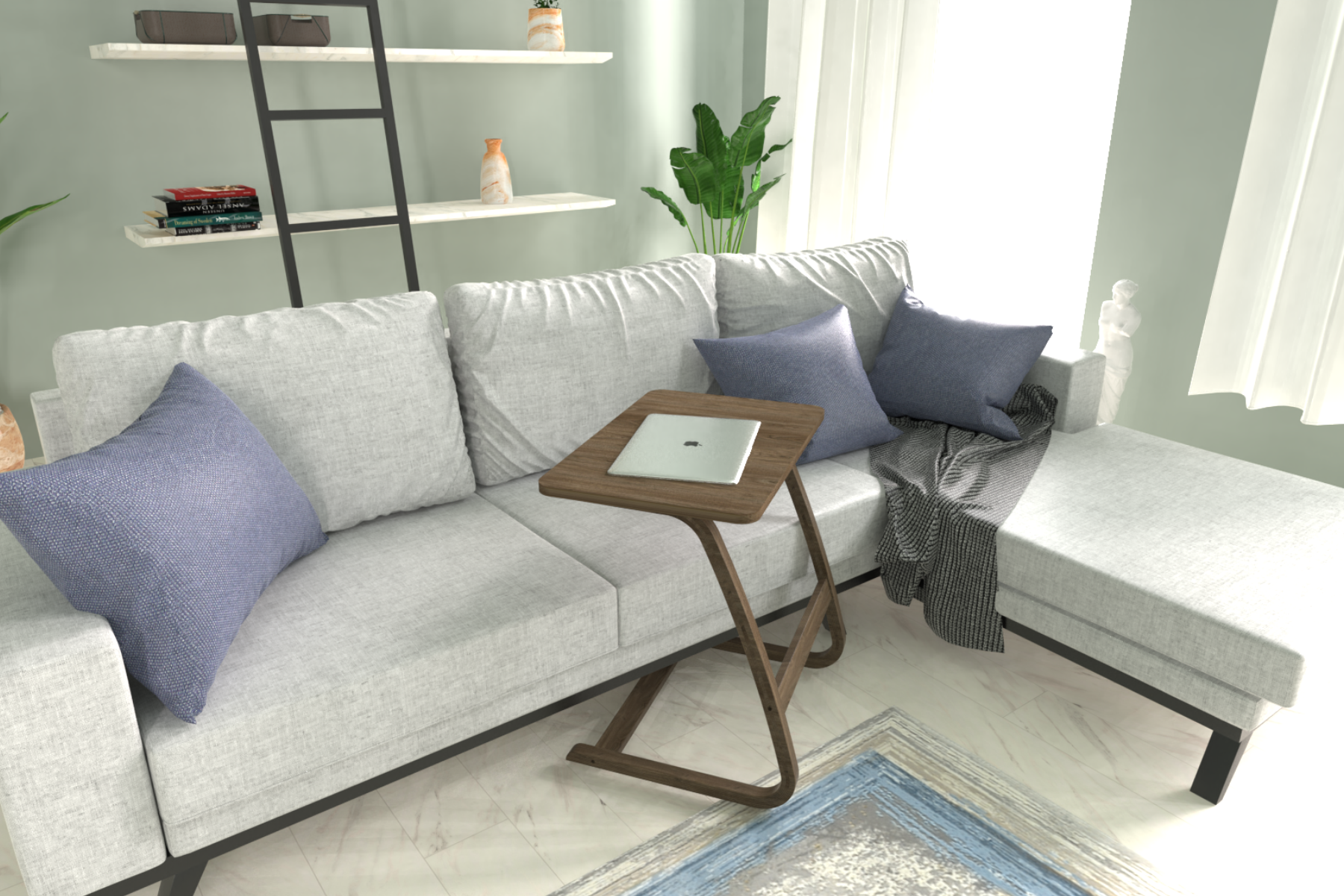 ergo40-ideasoft1 Ergo Çok Amaçlı Ahşap Yatay C Sehpa 60x40 cm Kestane - Kestane - Görsel 1