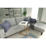 Ergo Çok Amaçlı Ahşap Yatay C Sehpa 60x40 cm Naturel - Beyaz