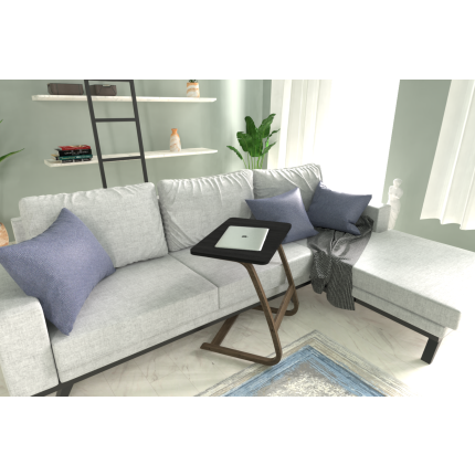 Ergo Çok Amaçlı Ahşap Yatay C Sehpa 60x40 cm Kestane - Siyah