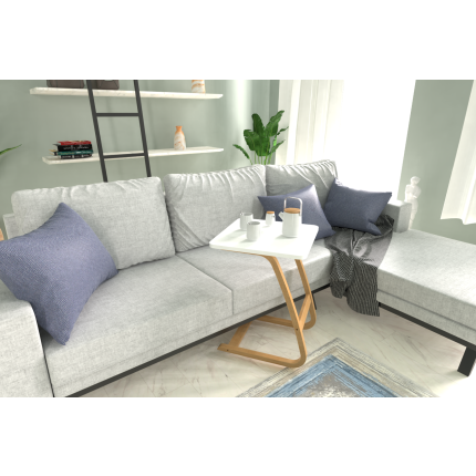 Ergo Çok Amaçlı Ahşap C Sehpa 45x45 cm Naturel - Beyaz