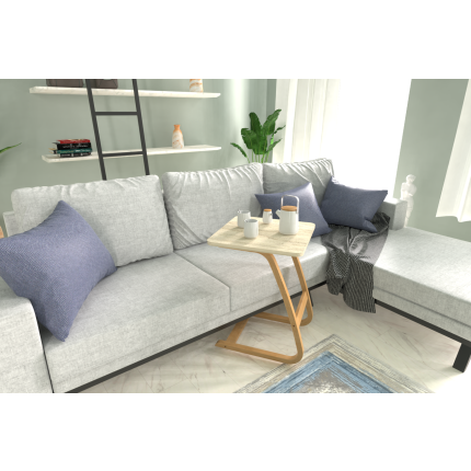 Ergo Çok Amaçlı Ahşap C Sehpa 45x45 cm Naturel - Traverten