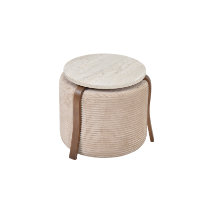 Eva-Pony Sütlü Kahve Puf Set Traverten/Kestane