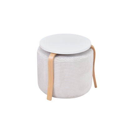 Eva-Pony Krem Puf Set Beyaz/Naturel