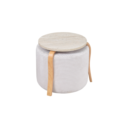 Eva-Pony Krem Puf Set Traverten/Naturel