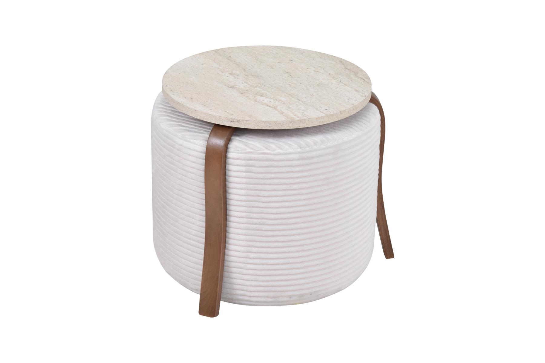 eva-sehpa-pony-kanyon-set-ideasoft23 Eva-Pony Krem Puf Set Traverten/Kestane - Görsel 1