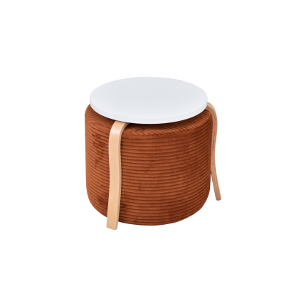 Eva-Pony Kiremit Puf Set Beyaz/Naturel