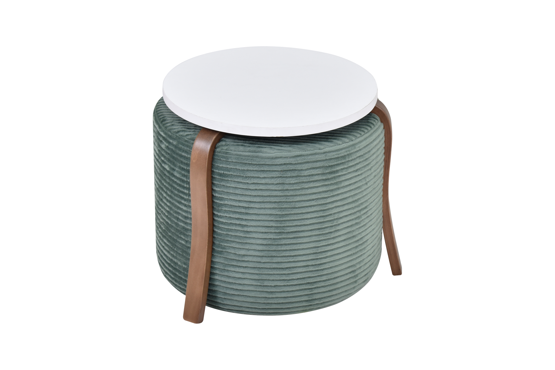 eva-sehpa-pony-kanyon-set-ideasoft43 Eva-Pony Yeşil Puf Set Beyaz/Kestane - Görsel 1