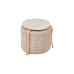Eva-Pony Sütlü Kahve Puf Set Traverten/Naturel