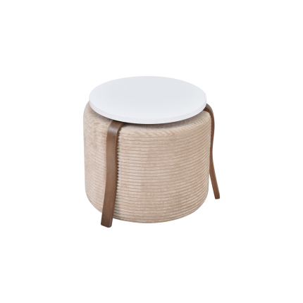 Eva-Pony Sütlü Kahve Puf Set Beyaz/Kestane