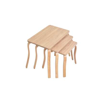 Eva 3'lü Zigon Sehpa Naturel - Naturel