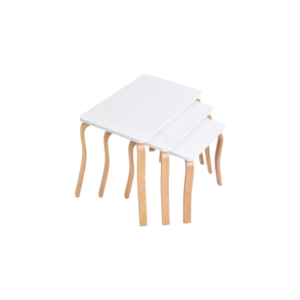 Eva 3'lü Zigon Sehpa Naturel - Beyaz