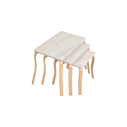 Eva 3'lü Zigon Sehpa Naturel - Traverten