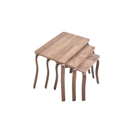 Eva 3'lü Zigon Sehpa Kestane - Kestane