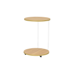 Emr Çok Amaçlı Tekerlekli Beyaz Ayak C Sehpa Naturel - Görsel 2