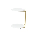 Emr Çok Amaçlı Tekerlekli Gold Ayak C Sehpa Beyaz - Görsel 3