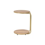 Emr Çok Amaçlı Tekerlekli Gold Ayak C Sehpa Kestane - Görsel 2