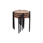 Ay Metal Çok Amaçlı Zigon Tabure Kestane - 3 Adet - Görsel 7