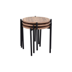 Ay Metal Çok Amaçlı Zigon Tabure Kestane - 3 Adet