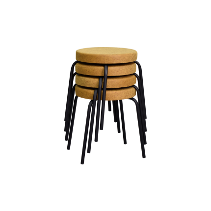 Deniz Siyah Metal Ayak İstiflenebilir Mutfak-Balkon Taburesi Sarı - 4 Adet