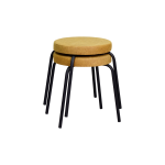 Deniz Siyah Metal Ayak İstiflenebilir Mutfak-Balkon Taburesi Sarı - 2 Adet