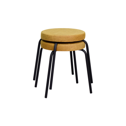 Deniz Siyah Metal Ayak İstiflenebilir Mutfak-Balkon Taburesi Sarı - 2 Adet