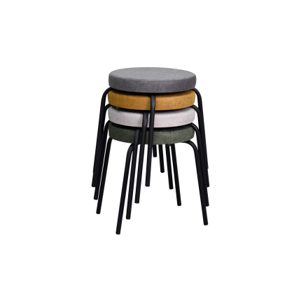 Deniz Siyah Metal Ayak İstiflenebilir Mutfak-Balkon Taburesi Karışık 1 - 4 Adet