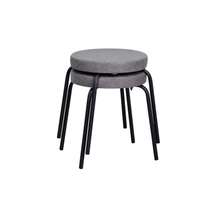 Deniz Siyah Metal Ayak İstiflenebilir Mutfak-Balkon Taburesi Gri - 2 Adet