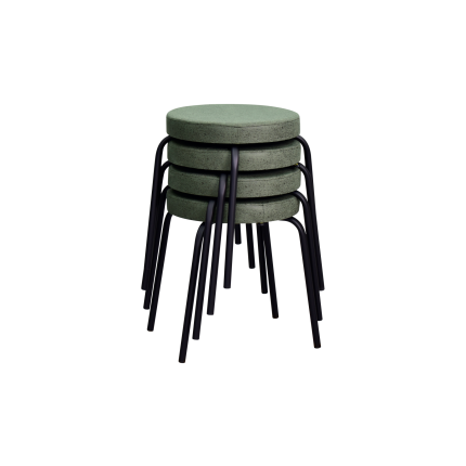 Deniz Siyah Metal Ayak İstiflenebilir Mutfak-Balkon Taburesi Yeşil - 4 Adet