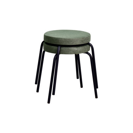 Deniz Siyah Metal Ayak İstiflenebilir Mutfak-Balkon Taburesi Yeşil - 2 Adet