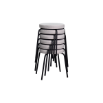 Deniz Siyah Metal Ayak İstiflenebilir Mutfak-Balkon Taburesi Krem - 6 Adet