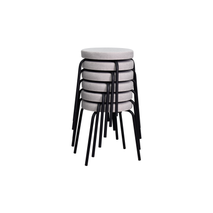 Deniz Siyah Metal Ayak İstiflenebilir Mutfak-Balkon Taburesi Krem - 6 Adet