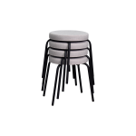 Deniz Siyah Metal Ayak İstiflenebilir Mutfak-Balkon Taburesi Krem - 4 Adet