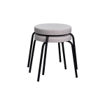 Deniz Siyah Metal Ayak İstiflenebilir Mutfak-Balkon Taburesi Krem - 2 Adet