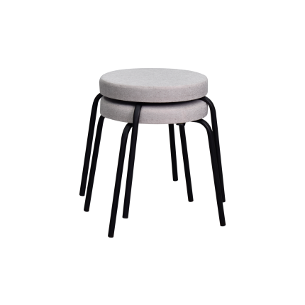 Deniz Siyah Metal Ayak İstiflenebilir Mutfak-Balkon Taburesi Krem - 2 Adet