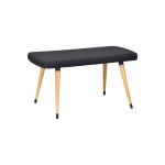 Dino Ahşap Ayak Siyah Deri Mutfak Masası Bankı Naturel