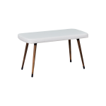 Dino Ahşap Ayak Beyaz Deri Mutfak Masası Bankı Kestane