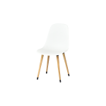 Eames Ahşap Ayak Plastik Beyaz Sandalye Naturel