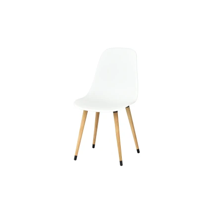 Eames Ahşap Ayak Plastik Beyaz Sandalye Naturel