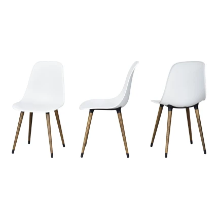 Eames Ahşap Ayak Plastik Siyah Sandalye Beyaz