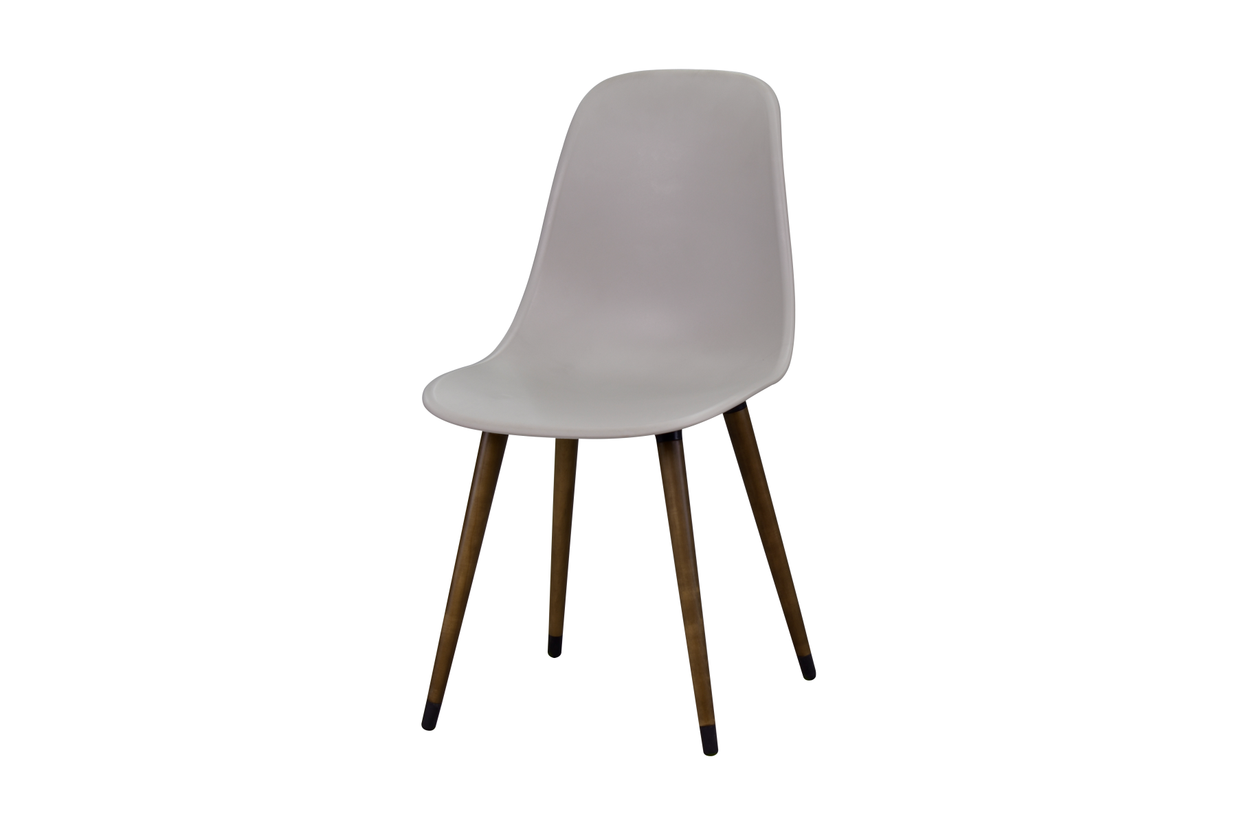 idea-soft-eames16 Eames Ahşap Ayak Plastik Gri Sandalye Kestane - Görsel 1