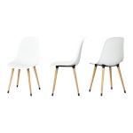Eames Ahşap Ayak Plastik Beyaz Sandalye Naturel - Görsel 2