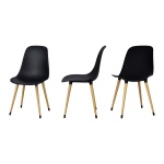 Eames Ahşap Ayak Plastik Siyah Sandalye Naturel - Görsel 2