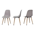 Eames Ahşap Ayak Plastik Gri Sandalye Naturel - Görsel 2