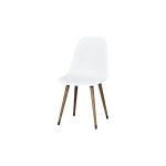 Eames Ahşap Ayak Plastik Beyaz Sandalye Kestane