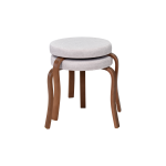 Ege Kestane Ahşap Ayak İstiflenebilir Mutfak-Balkon Taburesi 2 Adet - Krem