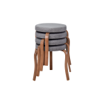 Ege Kestane Ahşap Ayak İstiflenebilir Mutfak-Balkon Taburesi 4 Adet - Gri