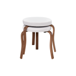 Ege Teddy Kestane Ahşap Ayak İstiflenebilir Mutfak-Balkon Taburesi Beyaz - 2 Adet